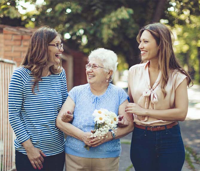 grandma with granddaughters