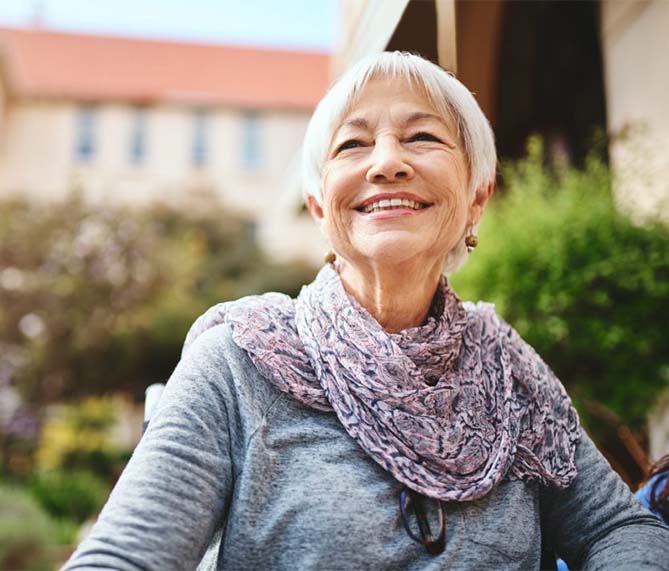 woman smiling outside