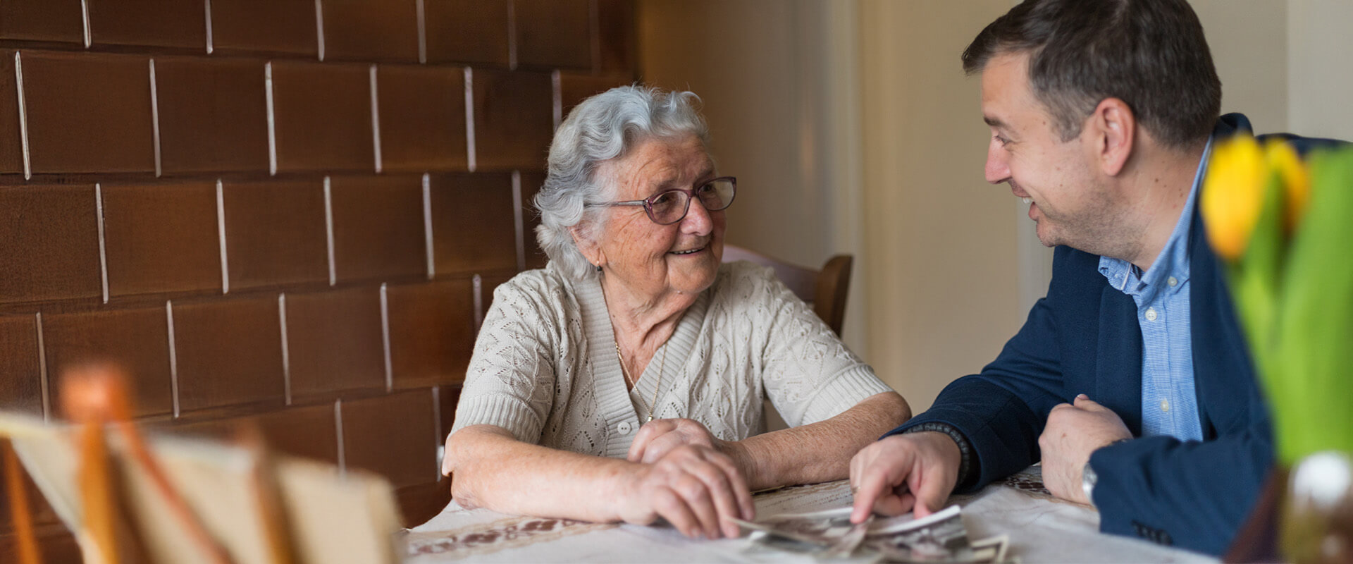Woman discussing with professional